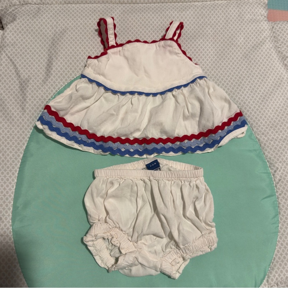 Old Navy White Dress Set with Red and Blue Accents